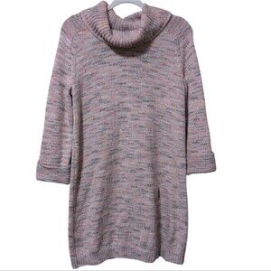 J Jill Pure Tunic Sweater Tunic Marled Knit Cowl Neck Coral Dust size Small